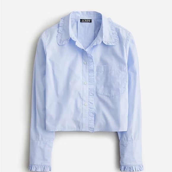 J. Crew Tops - J Crew Ruffle trim button up shirt